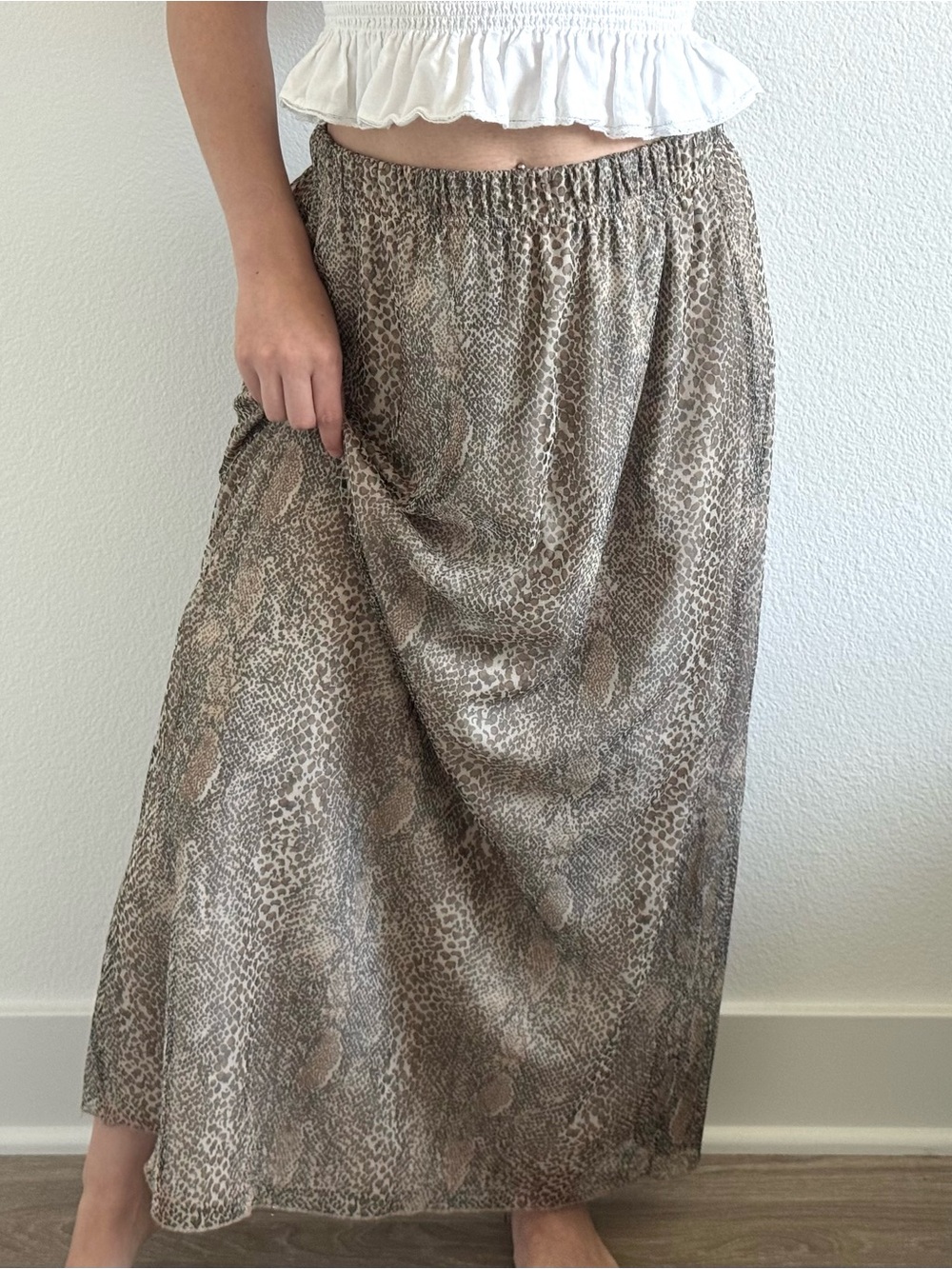 Vintage Snakeskin Print Maxi Skirt